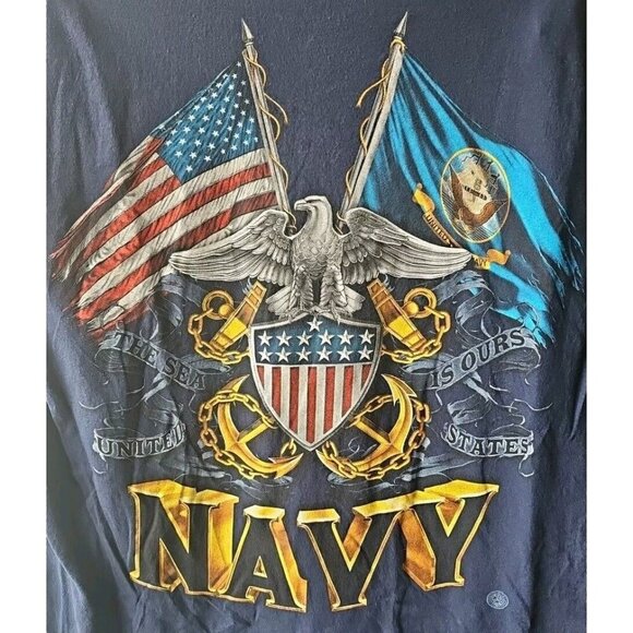 Navy Military Eagle United States Graphic T-Shirt Adult Med - Picture 1 of 9